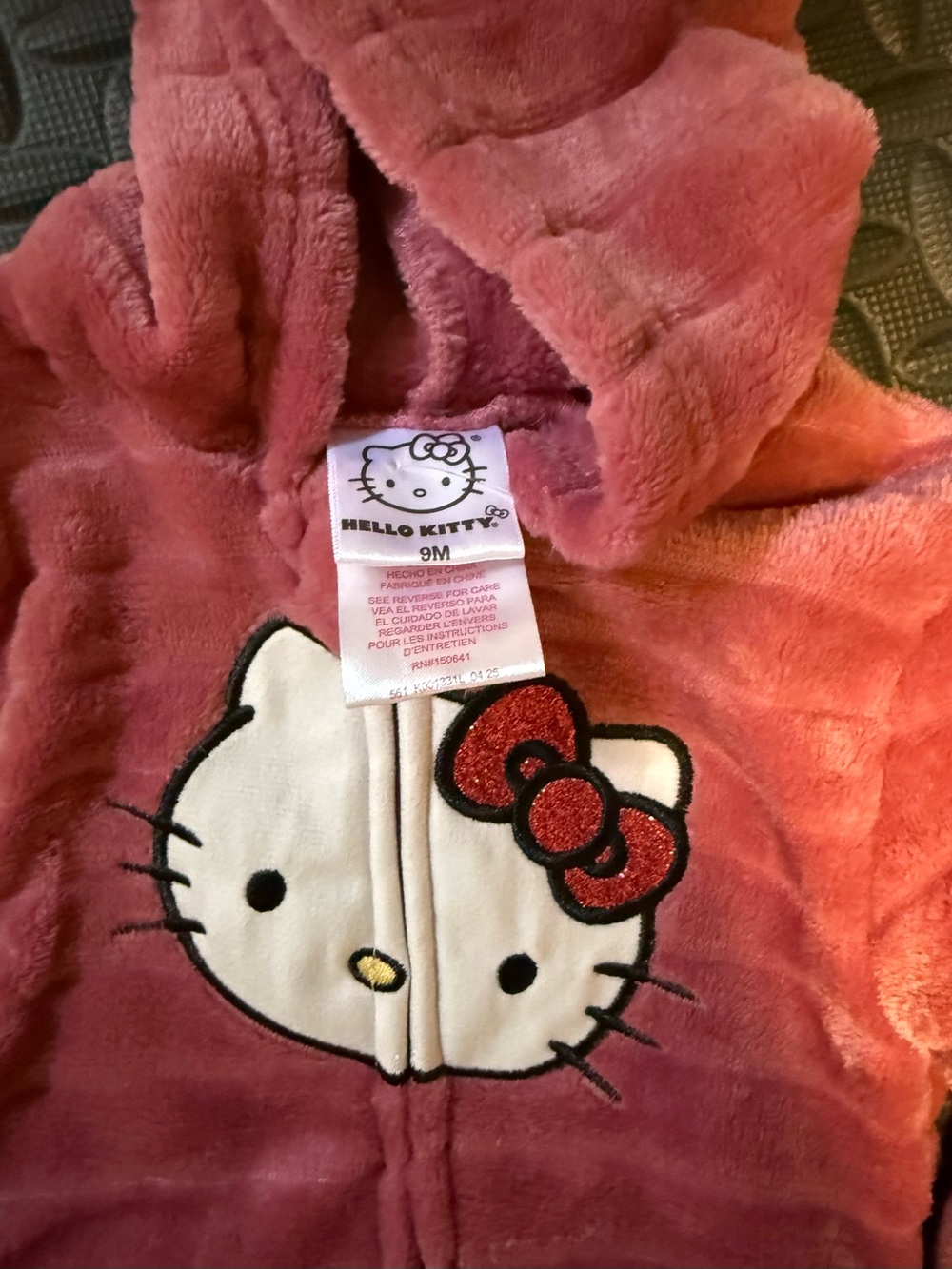 Hello Kitty Rose Pink Plush Hooded Zip Jacket